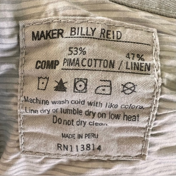 BILLY REID 5 Pocket Pant Lt Gray Green Cotton Linen 40x33 Orig$198 Exc Cond - Picture 8 of 15